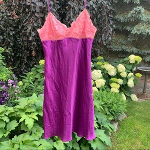 Purple and pink sexy slip babydoll with lace bust
